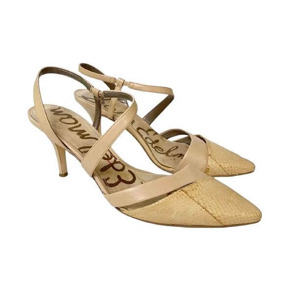 Sam Edelman “Othello” Slingback Heels Size 11M Snakeskin Embossed Leather-Flaw - Picture 2 of 7